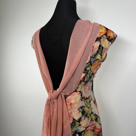 Cynthia Rowley Women's Floral Garden 100% Silk Open Back Sleeveless Dress - Picture 2 of 11